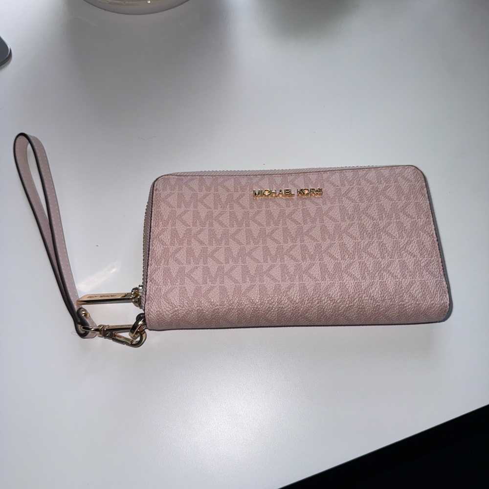 Michael Kors Pink Clutch Wristlet with Monogram